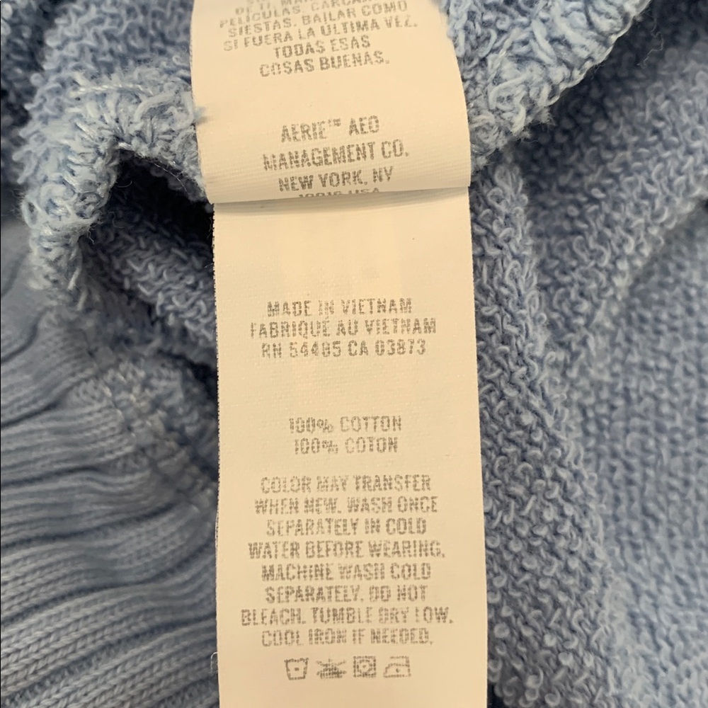 Aerie Down To Earth Henley Hoodie Light Blue Size Small Oversized Cozy Lounge - Picture 9 of 9